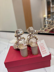 VALENTINO 26S STUDDED HIGH HEEL SANDALS 65 MM IN NUDE CALFSKIN