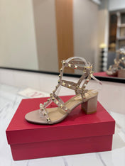 VALENTINO 26S STUDDED HIGH HEEL SANDALS 65 MM IN NUDE CALFSKIN
