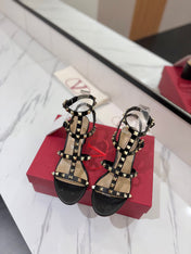 VALENTINO 26S STUDDED HIGH HEEL SANDALS 65 MM IN BLACK CALFSKIN