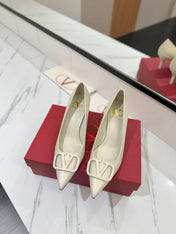 VALENTINO 26S HIGH HEELS 75 MM IN CREAM WHITE SMOOTH CALFSKIN