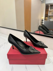 VALENTINO 26S HIGH HEELS 75 MM IN BLACK SMOOTH CALFSKIN