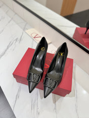 VALENTINO 26S HIGH HEELS 75 MM IN BLACK SMOOTH CALFSKIN