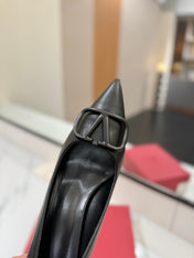 VALENTINO 26S HIGH HEELS 75 MM IN BLACK SMOOTH CALFSKIN