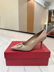 VALENTINO 26S HIGH HEELS 75 MM IN BEIGE SMOOTH CALFSKIN