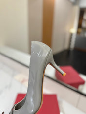 VALENTINO 26S HIGH HEELS 75 MM IN GREY PATENT CALFSKIN