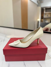 VALENTINO 26S HIGH HEELS 75 MM IN CREAM WHITE PATENT CALFSKIN