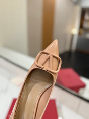 VALENTINO 26S HIGH HEELS 75 MM IN NUDE PATENT CALFSKIN