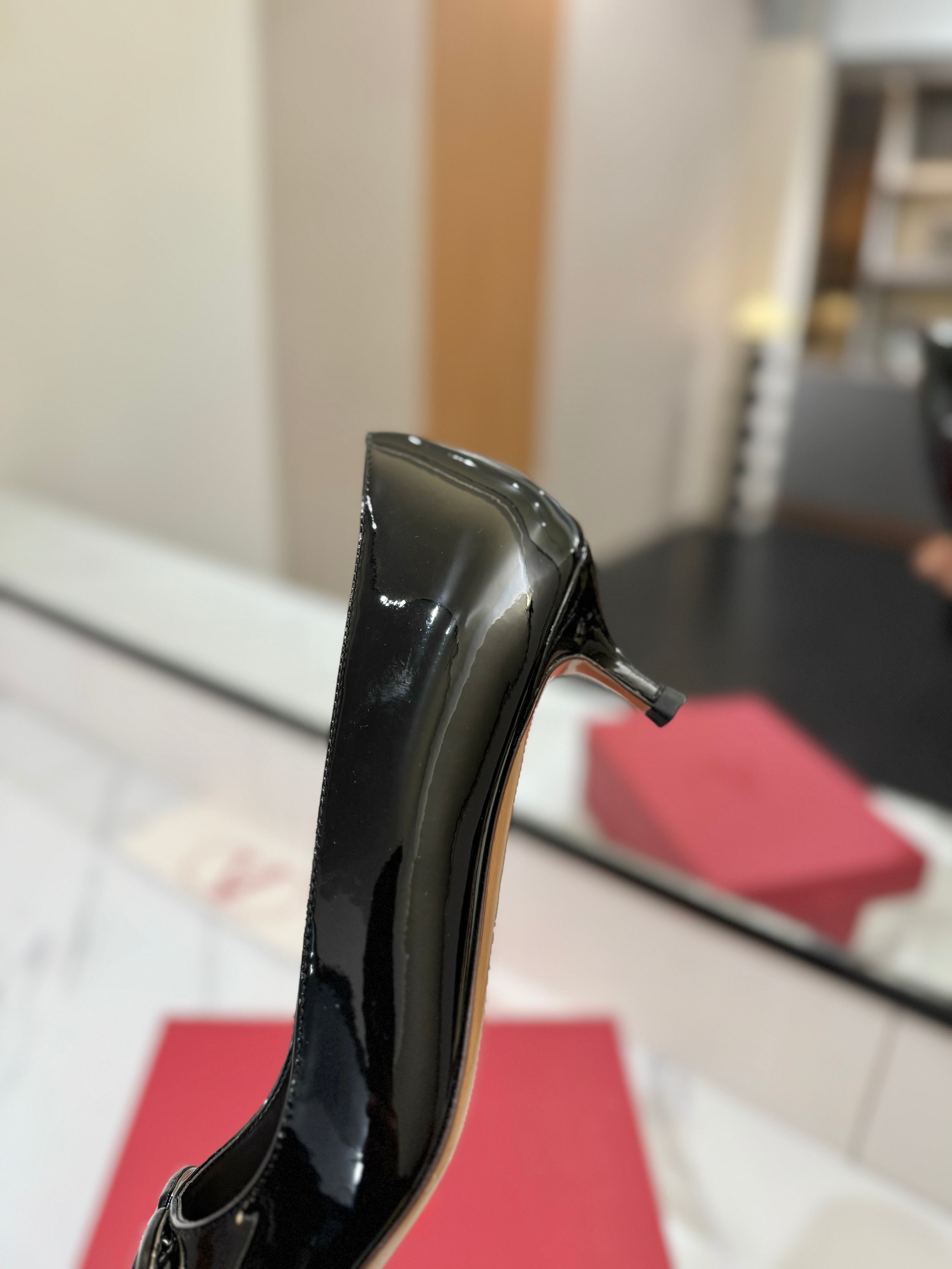 VALENTINO 26S HIGH HEELS 45 MM IN BLACK PATENT CALFSKIN