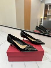 VALENTINO 26S HIGH HEELS 45 MM IN BLACK PATENT CALFSKIN