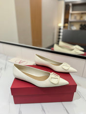 VALENTINO 26S BALLET FLATS IN WHITE PATENT CALFSKIN