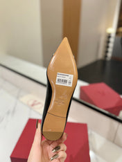 VALENTINO 26S BALLET FLATS IN BLACK PATENT CALFSKIN