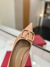 VALENTINO 26S BALLET FLATS IN NUDE PATENT CALFSKIN