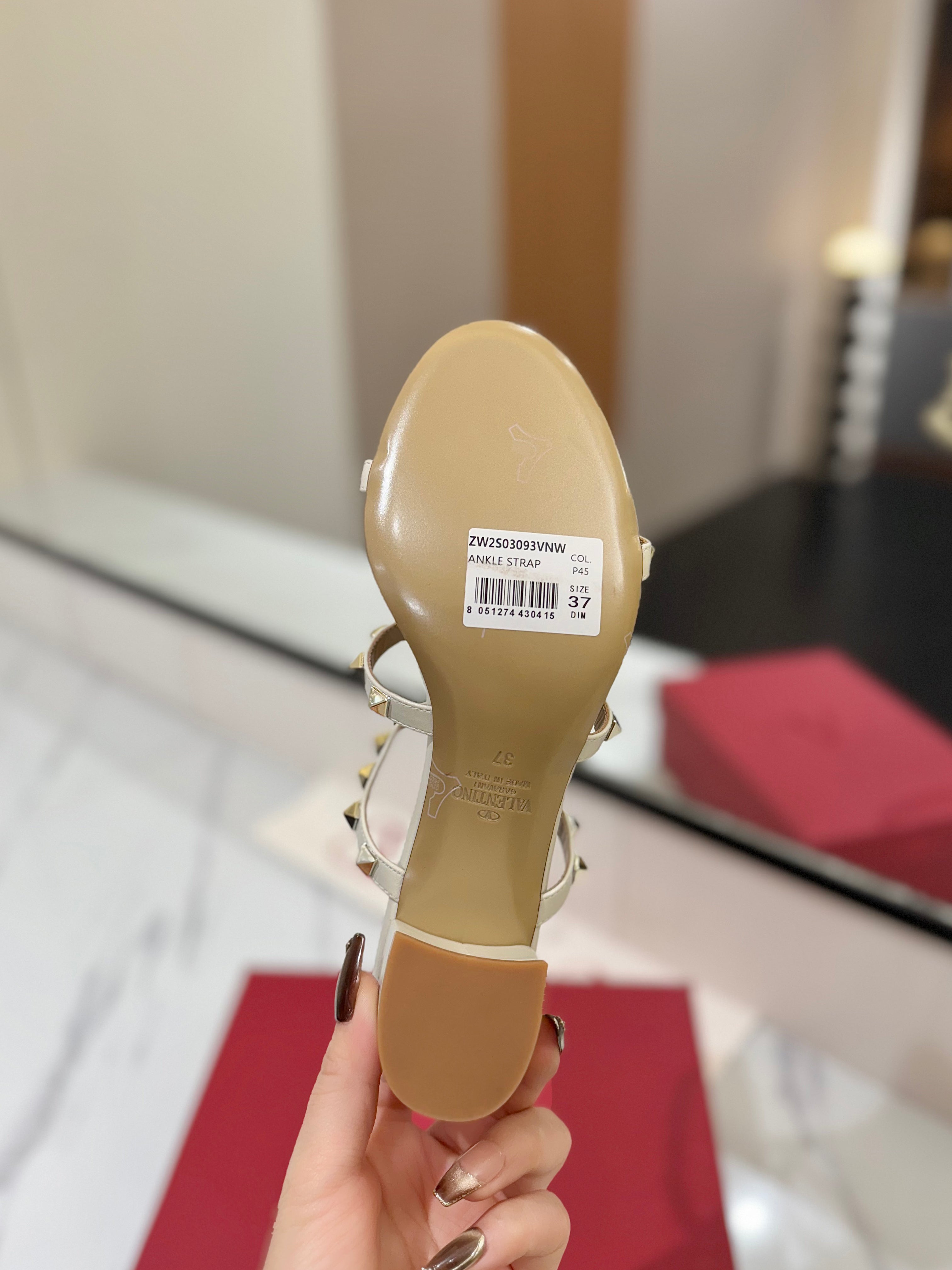 VALENTINO 26S HEELED SANDALS 60 MM IN CREAM WHITE CALFSKIN WITH GOLD STUDS