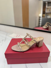 VALENTINO 26S HEELED SANDALS 60 MM IN NUDE CALFSKIN WITH GOLD STUDS