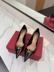 VALENTINO 26S POINTED-TOE PUMPS 65 MM IN BLACK PATENT CALFSKIN