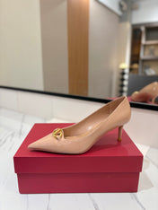 VALENTINO 26S POINTED-TOE PUMPS 65 MM IN NUDE PATENT CALFSKIN