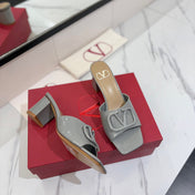VALENTINO 26S HIGH-HEEL SANDALS 60 MM IN GREY PATENT CALFSKIN