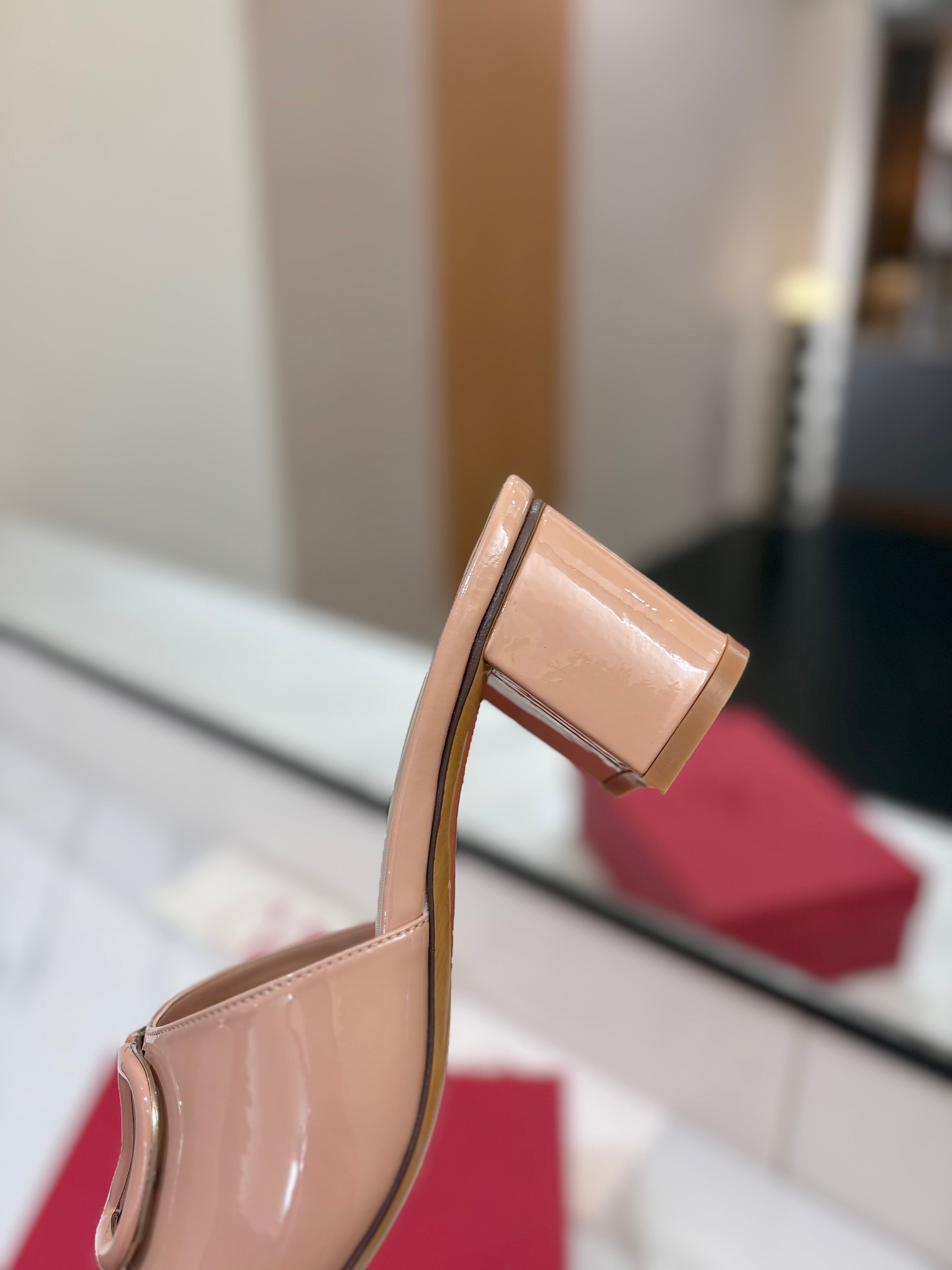 VALENTINO 26S HIGH-HEEL SANDALS 60 MM IN NUDE PINK PATENT CALFSKIN
