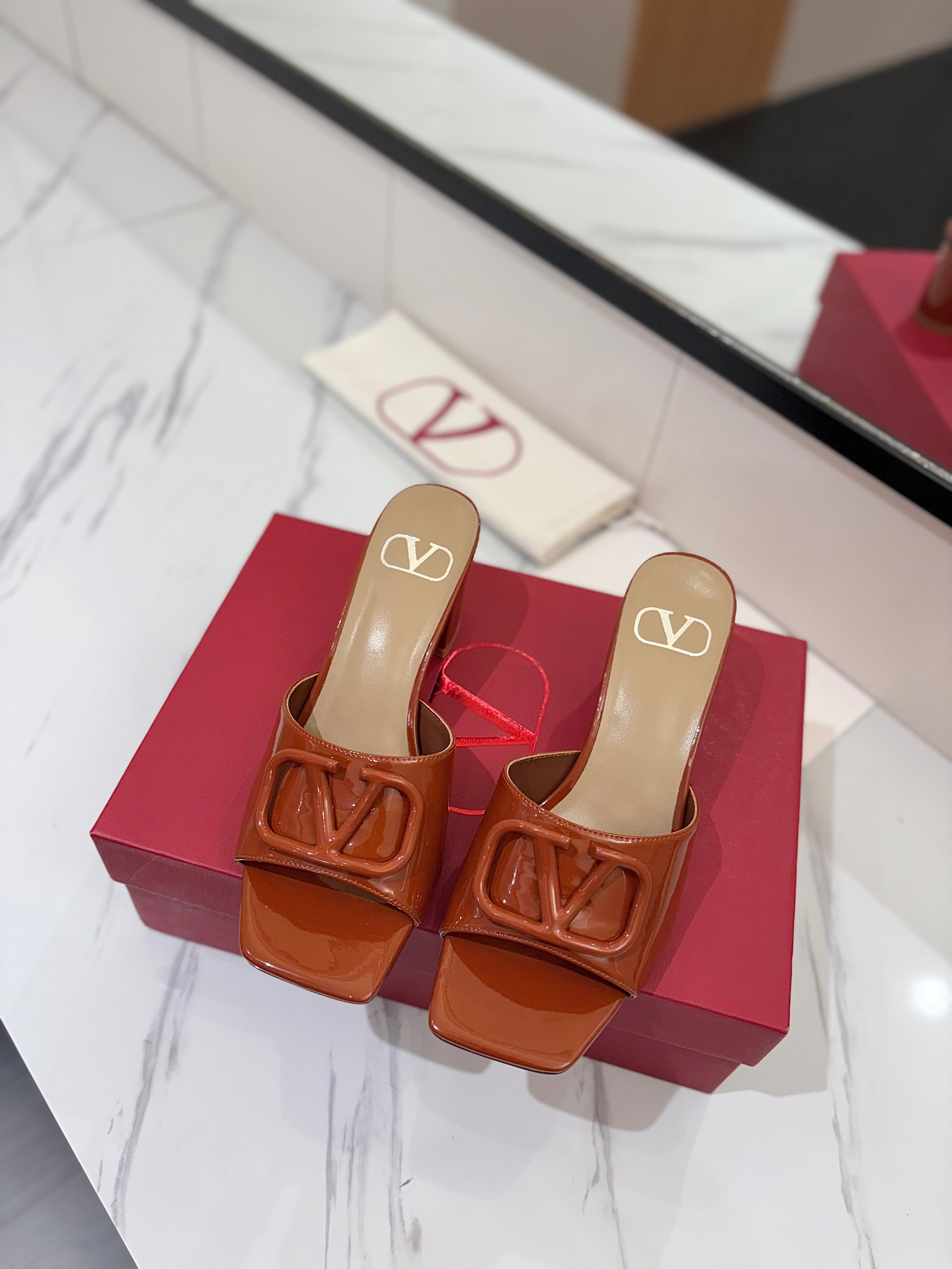 VALENTINO 26S HIGH-HEEL SANDALS 60 MM IN BROWN PATENT CALFSKIN