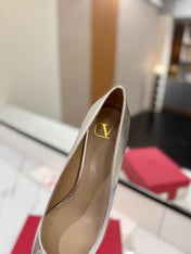 VALENTINO 26S HIGH HEELS 45 MM IN METALLIC SILVER CALFSKIN WITH VLOGO CRYSTAL