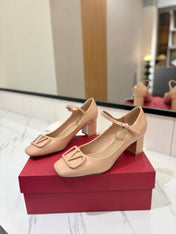 VALENTINO 26S MARY JANE HEELS 60 MM IN NUDE PATENT CALFSKIN