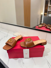 VALENTINO 26S SANDALS IN BROWN SMOOTH CALFSKIN WITH GOLD HARDWARE