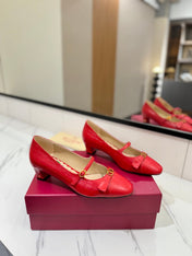 VLTN VLOGO SIGNATURE ROUND-TOE HEELS 25S IN RED LAMBSKIN SNAKE-EMBOSSED