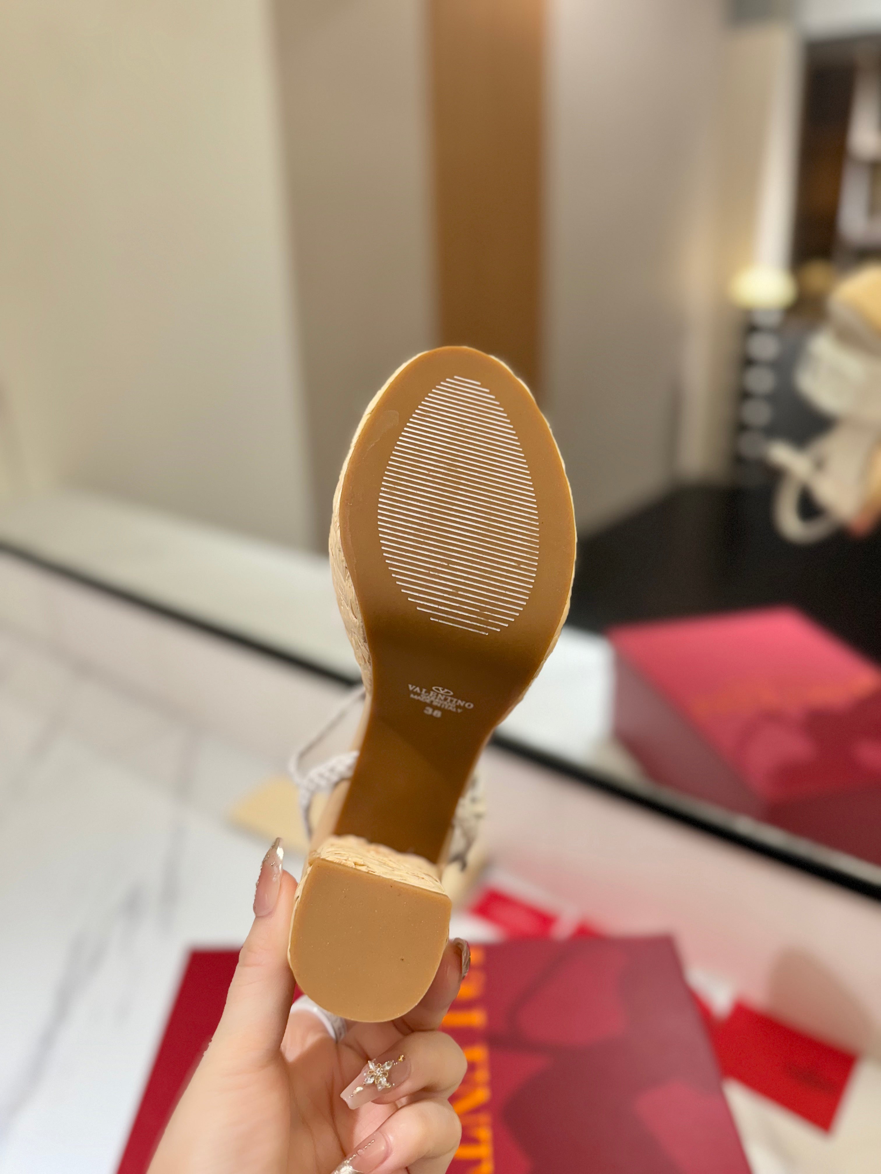 VLTN ESPADRILLE WEDGE SANDALS 25S 115 MM IN WHITE LAMBSKIN