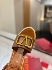 VLTN ESPADRILLE WEDGE SANDALS 25S 90 MM IN BROWN LAMBSKIN STYLE 4