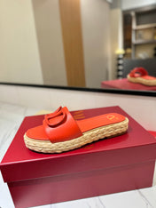 VLTN ESPADRILLE SLIDES 25S IN ORANGE LAMBSKIN STYLE 6