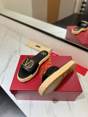 VLTN ESPADRILLE SLIDES 25S IN BLACK LAMBSKIN STYLE 5
