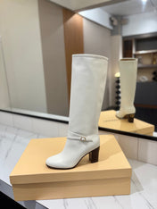 VALENTINO 25S GARAVANI PATTIE KNEE-HIGH BOOTS 80 MM IN WHITE CALFSKIN