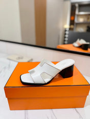 HM 26S HELIA SANDAL 70MM IN WHITE CALFSKIN