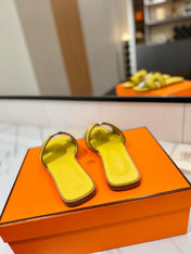 HM 26S ORAN SANDALS IN YELLOW SUEDE WITH TAN BOWN BRAIDED TRIM