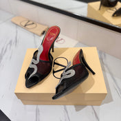 VALENTINO 26S SNAKE STRAP SANDALS 100 MM IN BLACK CALFSKIN AND MESH