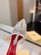 VALENTINO 26S SNAKE STRAP SANDALS 100 MM IN WHITE CALFSKIN AND MESH
