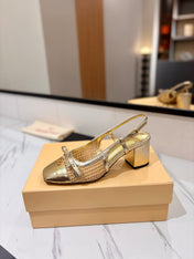 VALENTINO 26S HEELED SLINGBACKS 60 MM IN GOLD CALFSKIN