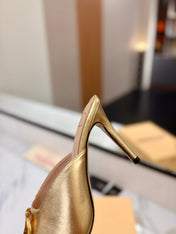 VALENTINO 26S HEEL SANDALS 100 MM IN METALLIC GOLD CALFSKIN WITH GOLD HARDWARE