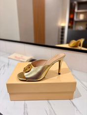 VALENTINO 26S HEEL SANDALS 100 MM IN METALLIC GOLD CALFSKIN WITH GOLD HARDWARE