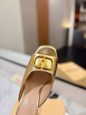 VALENTINO 26S HEEL SANDALS 100 MM IN METALLIC GOLD CALFSKIN WITH GOLD HARDWARE