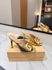 VALENTINO 26S HEEL SANDALS 100 MM IN METALLIC GOLD CALFSKIN WITH GOLD HARDWARE