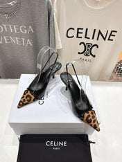 JUDY CAP TOE SLINGBACK 65MM IN BLACK PATENT CALFSKIN AND LEOPARD PRINTED HAIRY CALFSKIN