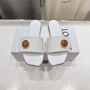 LOEWE 26S PEBBLE SLIDE IN WHITE CALFSKIN GOLD HARDWARE