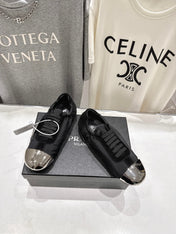 PRADA 25S COLLAPSE RE NYLON AND SUEDE SNEAKERS IN BLACK WITH METAL TOECAP