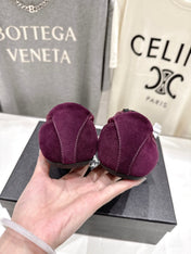 PRADA 25S COLLAPSE RE NYLON AND SUEDE SNEAKERS IN PLUM WITH METAL TOECAP