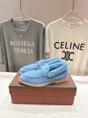 LP 25S SUMMER CHARMS WALK LOAFERS IN DARK PASTEL BLUE SUEDE AND FLEECE