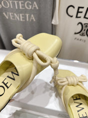 LOEWE 26S MULE LOAFERS IN BUTTER YELLOW CALFSKIN KNOT DETAIL