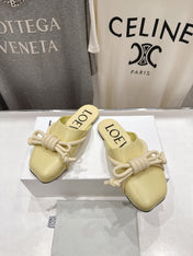 LOEWE 26S MULE LOAFERS IN BUTTER YELLOW CALFSKIN KNOT DETAIL