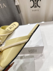 LOEWE 26S MULE LOAFERS IN BUTTER YELLOW CALFSKIN KNOT DETAIL