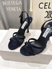 JIMMY CHOO 26S HIGH-HEELED SANDALS 100 MM IN BLACK VELVET